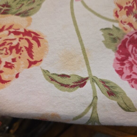 April Cornell Floral Cotton Oval Tablecloth Peony Butterflies Pink AS IS 78x78 - Picture 7 of 9